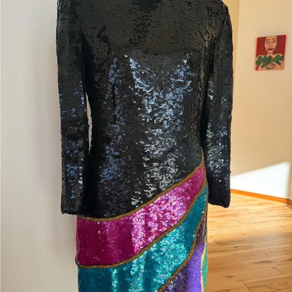 Mob wife glam dress, vintage Scarlet Rage,colorful - Picture 7 of 16